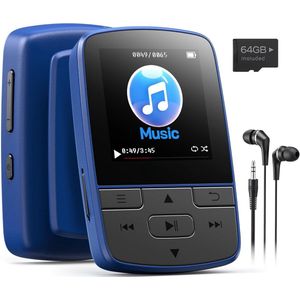 SNJY® MP3 Speler Bluetooth - MP4 Speler - Muziek Speler - 64GB - Blauw
