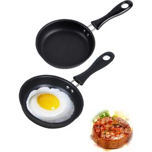 Mini koekenpan mini anti-aanbakpan spiegeleipan 12 cm mini eierbraadpan anti-aanbakpan mini braadpan met isolerende beschermingsgreep voor het braden van eieren voor spek, steaks, omelet (2 stuks)