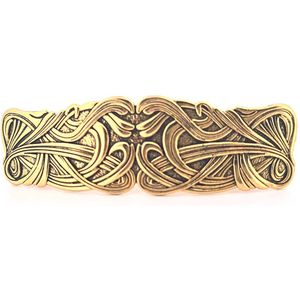 Haarspeld dames - antiek goudkleurig - keltische knoop - vintage - viking stijl - rechthoekig - krullen - barrette clip - metaal