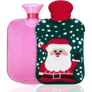 Gebreide overtrek warmwaterkruik - kerstmotief - veilig en duurzaam - wasbaar - 2 liter - perfect kerstcadeau