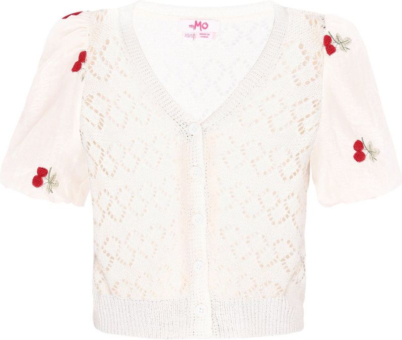 myMo - Comfy Collectie - Vest - Met Gebreid Ajourmotief - Korte Mouwen