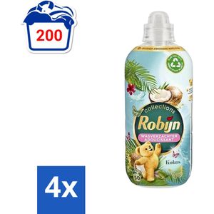 Robijn Collections - Wasverzachter - Kokos - 1,25L - 50 Wasbeurten - Voordeelverpakking - 4 stuks