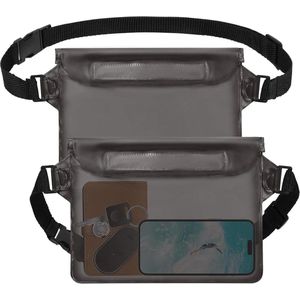 2 stuks waterdichte droogzakken met verstelbare heupriem - perfect voor kajakken, strand en camping - wit en zwart - Large.