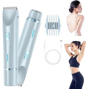 2 in 1 Ladyshave voor Vrouwen - Elektrisch Scheerapparaat - Waterdicht - Epilator - Bikinitrimmer - Trimmer vrouw - Blauw