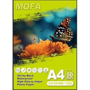 Mofa high-glossy sticker paper, Inkjet fotopapier, adhesive label, waterproof, A4, 50 sheets 135g/m²