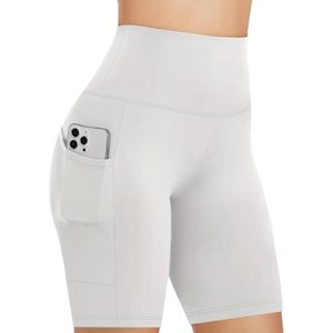 SOFTFLOW Korte Sport Broek - Met Zakken - Half Lang - Super Soft - Short Pocket Legging - Short - Dames - Sportbroek - Sportlegging - Korte Broek - met zakken - Comfortabel - Wit - Maat XS