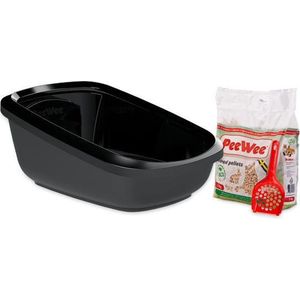 PeeWee EcoGranda XXL Kattenbak Startpakket Zwart/Antraciet - 66,5 x 48,5 x 28 cm