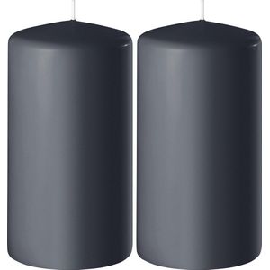 2x Antraciet grijze cilinderkaarsen/stompkaarsen 6 x 12 cm 45 branduren - Geurloze kaarsen antraciet grijs - Woondecoraties