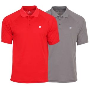 Donnay - Polo Björn - Sportpolo - Poppy-red/Steel-grey - 2-Pack