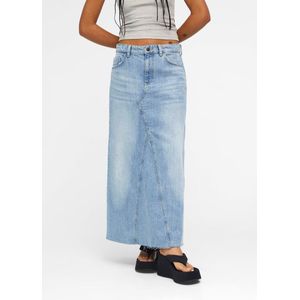 Object Harlow Long Denim Skirt Light Blue Denim