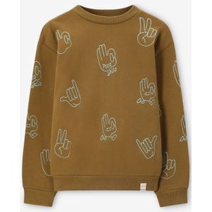 Sissy-Boy - Donkergroene Sweater - Met Handjes Print - Relaxed Fit