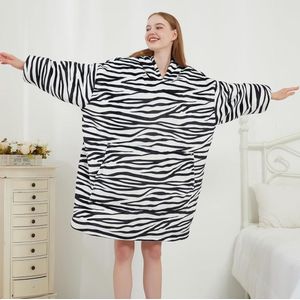 Oversized sherpa-fleece deken-hoodie voor mannen en vrouwen - super warme draagbare deken met capuchon van pluche flanel - sweatshirt met grote zak - ideaal als geschenk