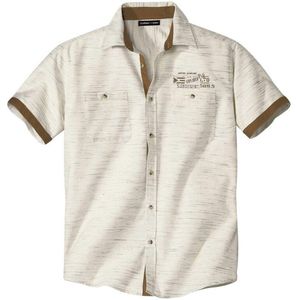ATLAS FOR MEN - Herenhemd - Beige - Korte Mouwen