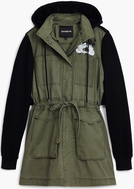 Desigual - Gecombineerde Mickey™ Parka - Midi-jas - Effen - Regular Fit - Lange Mouwen