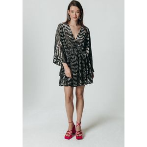 Colourful Rebel Mencia Zebra Metallic V-neck Dress Dames Jurk - Maat XS