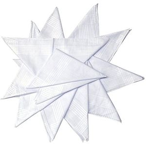 12 Pack Dames Zakdoeken 100% Katoen met Satijnen Rand - Effen Wit