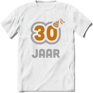 30 Jaar Feest T-Shirt | Goud - Zilver | Grappig Verjaardag Cadeau Shirt | Dames - Heren - Unisex | Tshirt Kleding Kado | - Wit - M