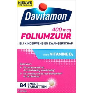 Davitamon Foliumzuur met Vitamine D3 - Voor -en tijdens zwangerschap - Voedingssupplement - 84 stuks