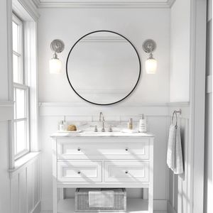 Spiegel rond, 80 x 80 cm, wandspiegel, rond, met hoogwaardig ijzerhoudend metalen frame, badkamerspiegel, modern design, grote spiegel, voor hal, badkamer, woonkamer en nog veel meer
