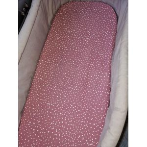 Kinderwagen matrashoes - dotsmotief - oud roze - tricot stof