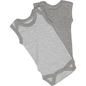 ISI MINI - Rompertje - Model: Teddy - Geen - Kleur: Grijs / Wit - Maat: 50/56 - set van 2