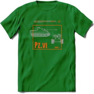 Tiger tank panzer 6 leger T-Shirt | Unisex Army Tank Kleding | Dames / Heren Tanks ww2 shirt | Blueprint | Grappig bouwpakket Cadeau - Donker Groen - XL