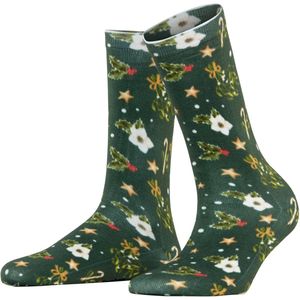 Burlington - Fancy Christmas - Chaussettes - Groen Eucalyptus - 1 Paar