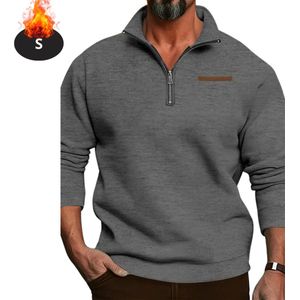 Livano Quarter Zip Heren - Sweater - Sweaters - Hoodie - Warme Trui - Vest - Lang - Coltrui - Donkergrijs - S