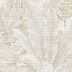 Natuur behang Profhome 396474-GU vliesbehang hardvinyl warmdruk in reliëf licht gestructureerd in jungle stijl mat beige crèmewit grijs wit 5,33 m2