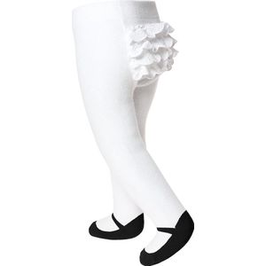 Baby meisje maillot leggings met kanten roesjes-maat 0-6 maanden-zwart-anti-slip zooltjes-katoen