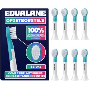 EQUALANE - Opzetborstels geschikt voor Philips Sonicare Kids Tandenborstels - Blauw - 8 Stuks