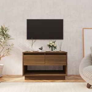The Living Store TV-kast - Bruineiken - 70 x 41 x 44 cm - 2 lades - 1 open vak