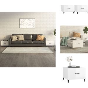 vidaXL Salontafel - Salontafels - Tafel - Bijzettafel - Salontafels 2 st met metalen poten 50x50x40 cm hoogglans wit