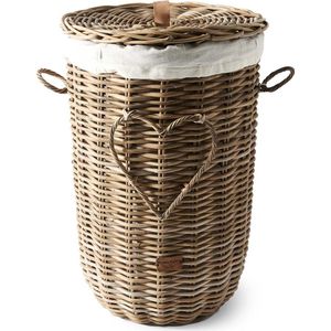 Rivièra Maison Rustic Rattan Heart Laundry Basket - Wasmand - dia41cm - Bruin