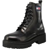 Tommy Jeans - Veterboots - Zwart - Leren Bovenwerk - Schachthoogte 18 cm