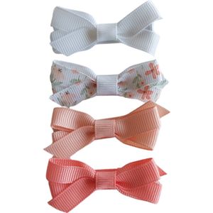 Haarspeldjes met strik - coral bloom