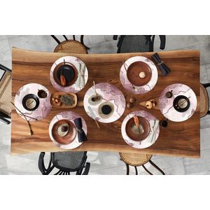 Ronde placemats - Onderlegger - Placemats rond - Marmer print - Geel - Lijn - 10 stuks