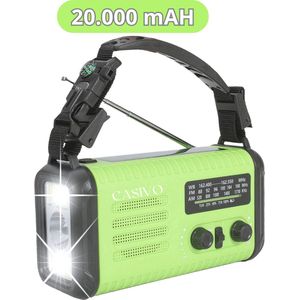 CASIVO Noodradio - Solar Opwindbaar - 20.000 mAH Powerbank - Geschikt voor iedere situatie - Radio All in 1 pack - Noodpakket voor Avontuur en Oorlog - Nood Radio - Noodrantsoen - Beste Noodradio van 2025!