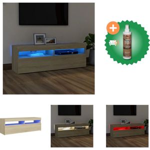 vidaXL Tv-meubel met LED-verlichting 120x35x40 cm sonoma eikenkleurig - Kast - Inclusief Houtreiniger en verfrisser
