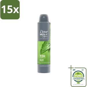 15 x Dove Men+Care Deodorant Spray - Extra Fresh - 200 ml - Grootverpakking - Deodorant - Antitranspirant - Dove Men+Care - Extra Fresh - Mannelijke Geur