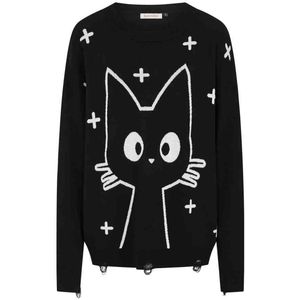 Banned - Lumi Gebreide trui - XL - Zwart/Wit