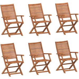 The Living Store Tuinstoelen 6 st inklapbaar 57x66x95 cm massief acaciahout - Tuinset - Tuinstoel - Buitentijd - Terras - Balkon