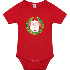 Kerst baby rompertje met kerstman rood jongens en meisjes - Kerstkleding baby 68