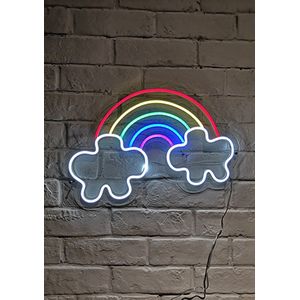 OHNO Neon Verlichting Rainbow with Clouds - Neon Lamp - Wandlamp - Decoratie - Led - Verlichting - Lamp - Nachtlampje - Mancave - Neon Party - Wandecoratie woonkamer - Wandlamp binnen - Lampen - Neon - Led Verlichting - Wit, Multicolor