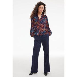 DIDI Dames Blouse Horizon satin Blue Mille fleurs print maat 46