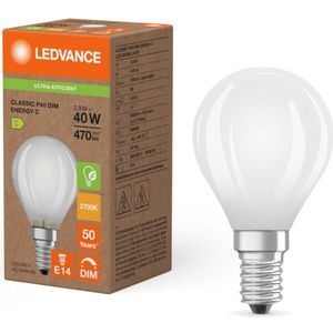 Ledvance LED kogellamp 2.9W 470lm 2700K Mat Dimbaar | E14 | Extra Warm Wit | 2.9 watt | 15.000 Branduren