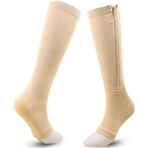 Compressiesokken voor hardlopen - S/M - 35 x 9 x 11,5 cm - Compressiesokken - Elastische sokken voor de kuit - Sokken met rits - Sokken met open teen - Compressiesokken met rits - Geschikt voor hardlopen - Lange beenmouwen - Beenmouwen