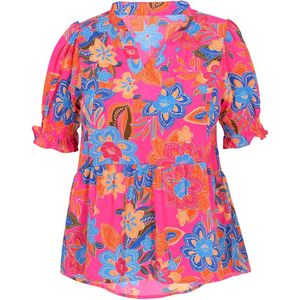usha - FESTIVAL - Blouse - Blauw - Losse Pasvorm - Bloemenprint
