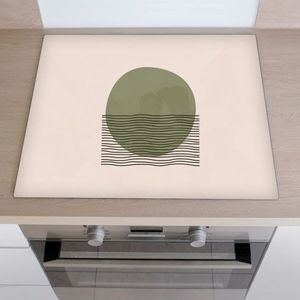 Inductiebeschermer geïllustreerde groene cirkel | 81.2 x 52 cm | Keukendecoratie | Bescherm mat | Inductie afdekplaat