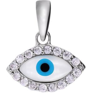 Lucardi Dames Zilveren hanger boze oog - Hanger - 925 Zilver - Zilverkleurig